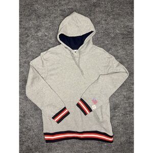 Original Use Men's Fleece Hoodie Sweatshirt, Medium, Grey, Red White Blue Trim
